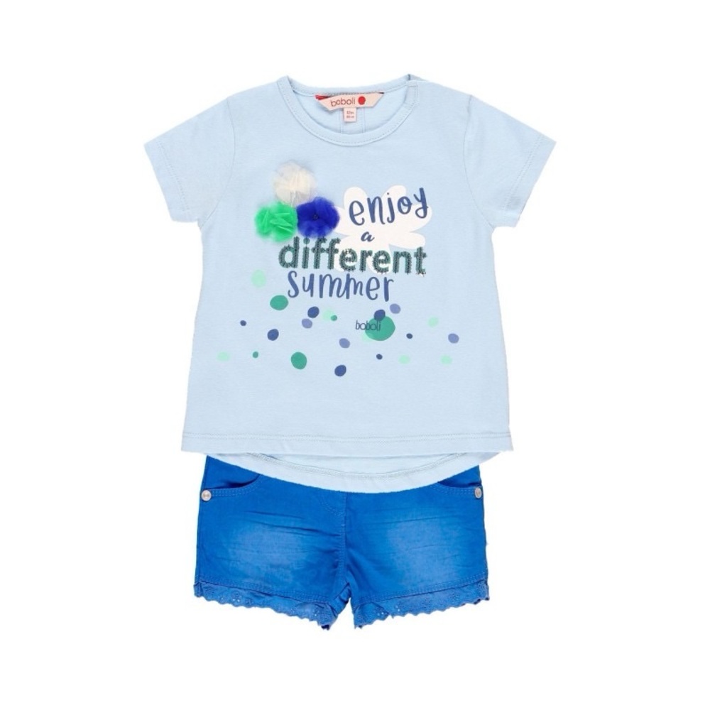 NWT Boboli Blue Summer T-Shirt and Shorts Set Size 3